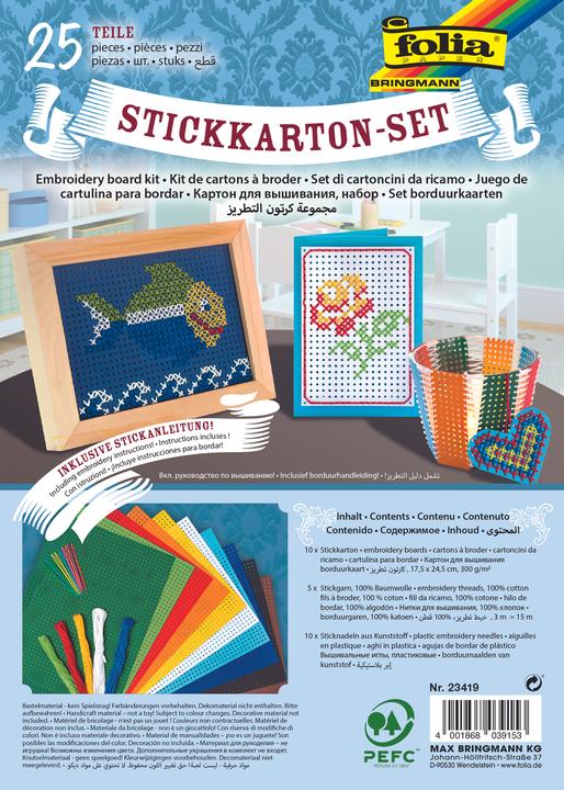Folia Stickkarton-Set, 175 x 245 mm, 300 g/qm, 25-teilig