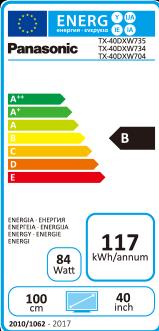 Etichetta energetica Panasonic Tx-40dxw734 (40", LCD, 4K)