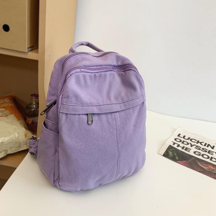 Actual product image Only-Bags.Store Casual backpack, suitable for high school and college students, solid colour canvas backpack