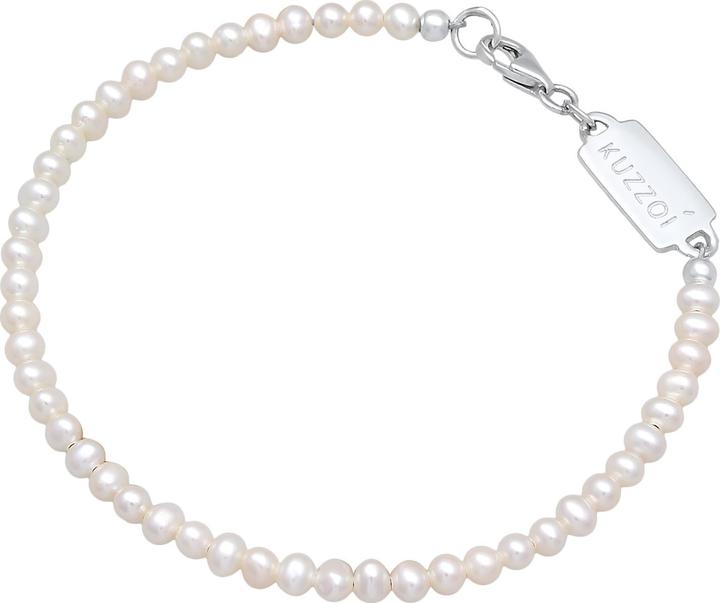 Kuzzoi Armband Süsswasserperlen klassisch schlicht 925 Silber (23 cm, Edelstahl, Süsswasserzuchtperlen, No stone, 925 Sterling Silber)