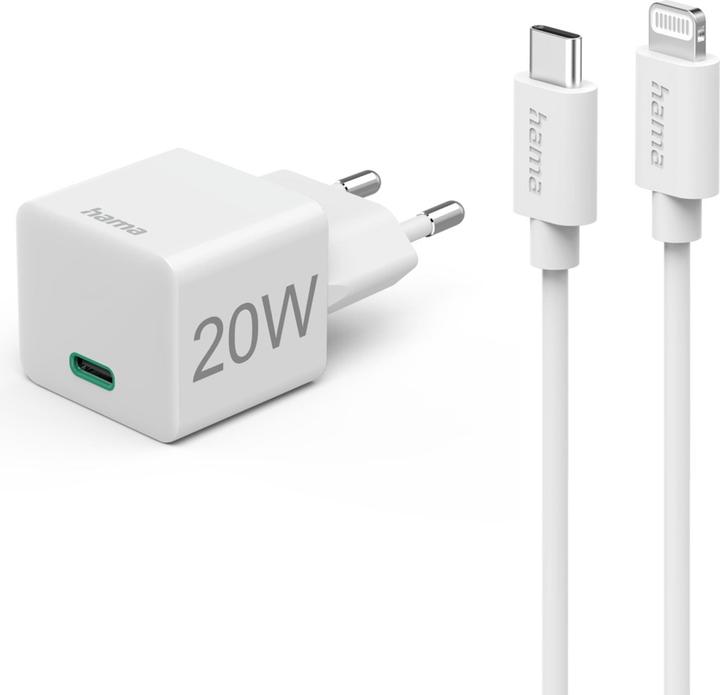 Produktbild Hama Schnellladegerät mit Ladekabel Lightning, Mini-Ladegerät, PD, 20W, 1m, Weiss (20 W)