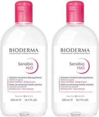 Image du produit Bioderma Sensibio H2o Micellar Solution 2x500ml - Gentle Cleansing For Sensitive Skin (2000 ml)