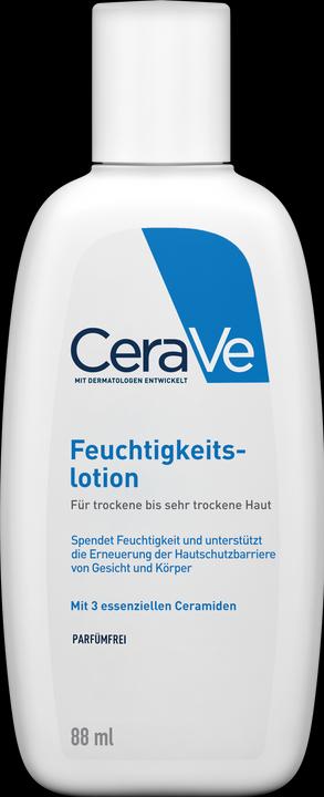 CeraVe Feuchtigkeitslotion: Körperlotion für trockene bis sehr trockene Haut für Gesicht und Körper (Körpercreme, 88 ml)