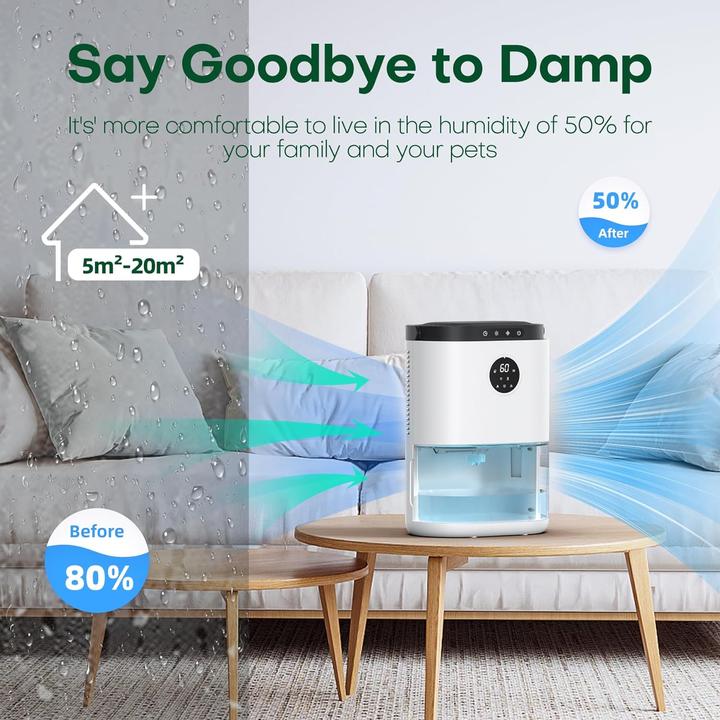 Image du produit Conopu luchtontvochtiger - Fluisterstille werking in ruimtes tot 50m2 - Ontvochtigt tot 800ml per dag - Sto (20 m²)