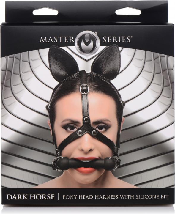 Actual product image Master Series Dark Horse Pony Head Harness with Silicone Bit