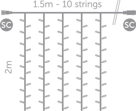 Actual product image Light Creations Simply-connect Pro Line - curtain light extension - 1.5 x 2 m - 220 LEDs - warm white - white cable (1.50 m)