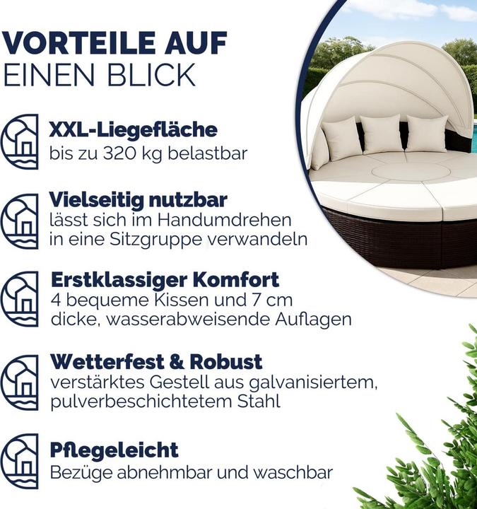 Produktbild Casaria Poly Rattan Sonneninsel (230 cm)