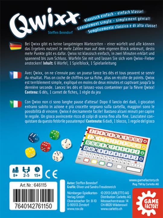 Image du produit Game Factory Qwixx (Allemand, Français, Italien)