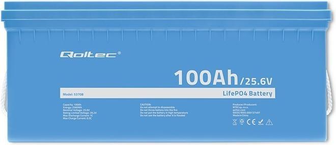 Produktbild Qoltec Akumulator LiFePO4 Litowo-Żelazowo-Fosforanowy | 25.6V | 100Ah | 2560Wh | BMS (12 V, 100 Ah)