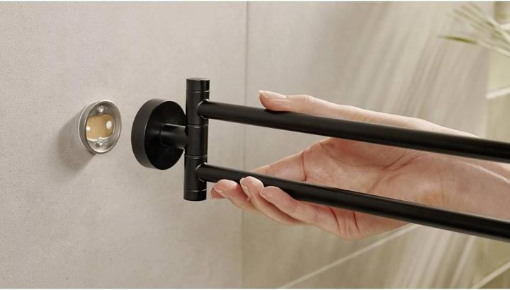 Image du produit tesa Porte-serviettes MOON BLACK à deux bras avec solution adhésive sans perçage