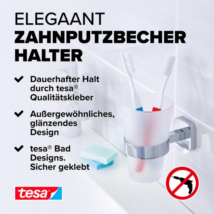Produktbild tesa ELEGAANT Zahnputzbecher inkl. Klebelösung ohne Bohren