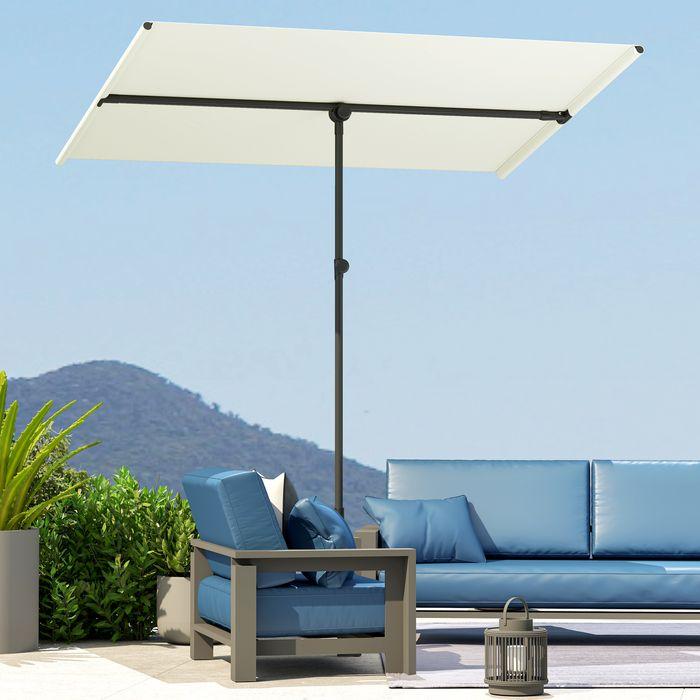 Produktbild Swisshandel24 Sonnenschirm 180 Grad drehbar Höhenverstellbar Alu 150x205cm Beige (2.05 m)