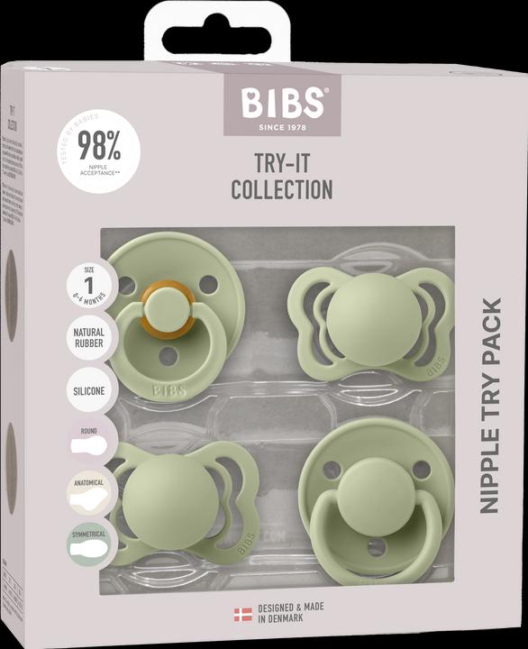 Actual product image Bibs Try-It Collection soother, Sage (4 x, up to 6 M.)