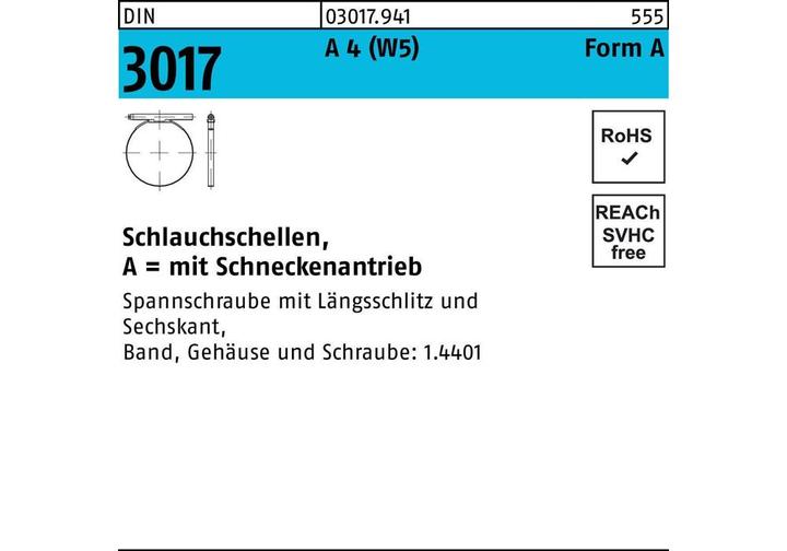 Image du produit Collier de serrage DIN 3017 W5 avec entraînement à vis sans fin 150-170/12 C7 A 4 p.D. int.