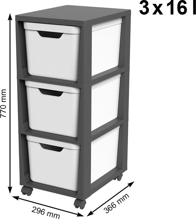 Image du produit Rotho Tour avec roulettes 3 x 16 l JIVE