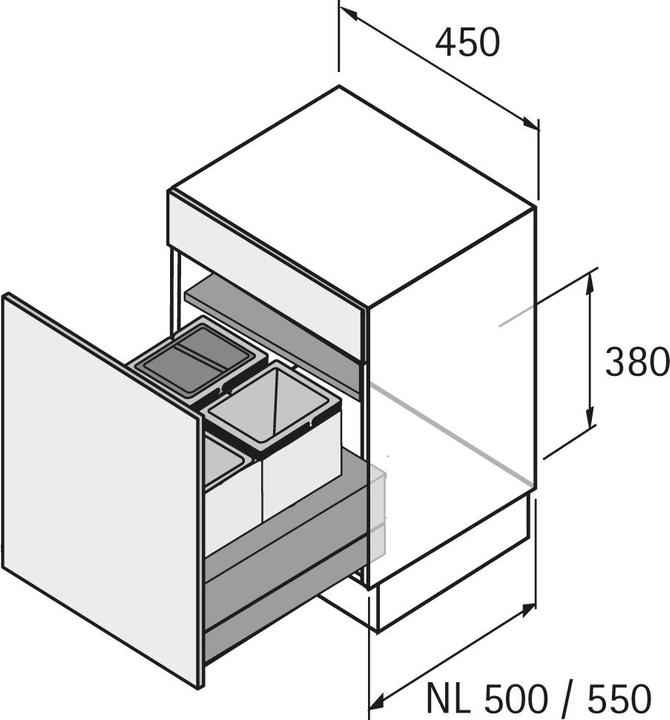 Produktbild Hettich Abfalltrennsystem Base 450 für ArciTech anthrazit (20 l)