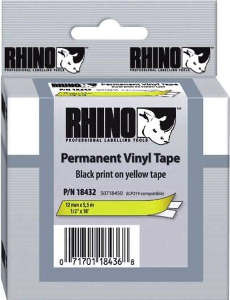 Actual product image Dymo Writing tape cassette Rhino IND (1.20 cm, Yellow)