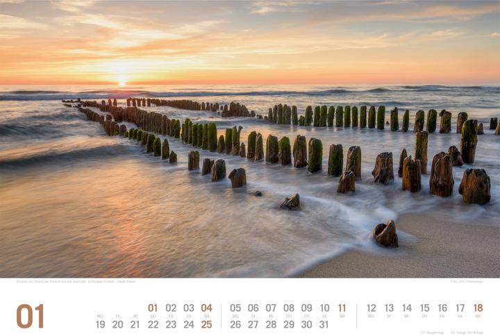 Image du produit Nordsee - von Ostfriesland bis nach Sylt - ReiseLust Kalender 2026 (45 x 33 cm, Couverture rigide, Allemand)