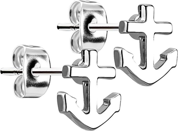 Star Piercing Ohrstecker Anker silber (Messing, Chirurgenstahl 316L)