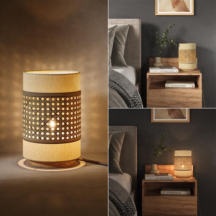 Actual product image Vicco Table lamp Morten, Rattan/cream, 17.5 x 26.5 cm (E27)