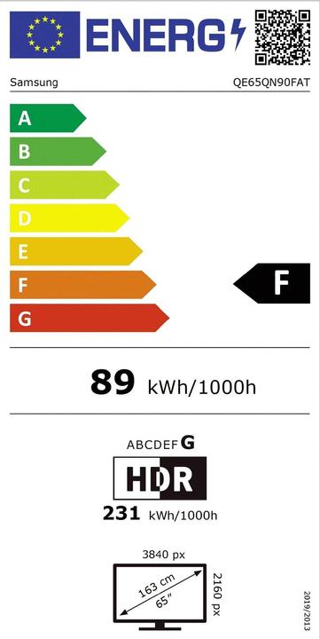 Energie-Label Samsung QE65QN90F (65", QN90F, Mini-LED, NeoQLED, 4K, 2025)