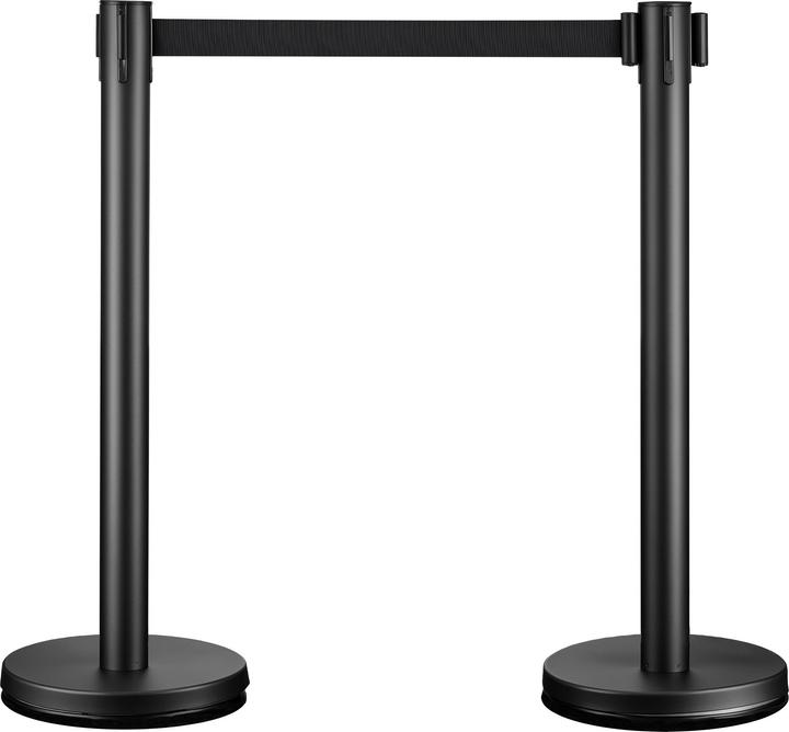 Wiltec Mobile barrier posts 32x7x90cm black steel crowd control system drawstring