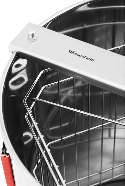 Actual product image Wiesenfield Hochwertige Honigschleuder Edelstahl Tangentialschleuder Handantrieb 3 Waben