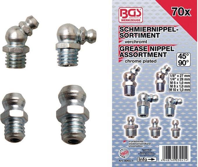 Produktbild BGS Schmiernippel-Sortiment metrisch/Zollgrössen 70-tlg.
