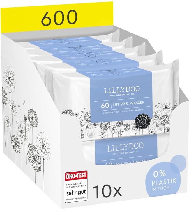Image du produit Lillydoo Baby-Feuchttücher, plastikfrei & parfümfrei (600 Stück) (600 pièce(s))