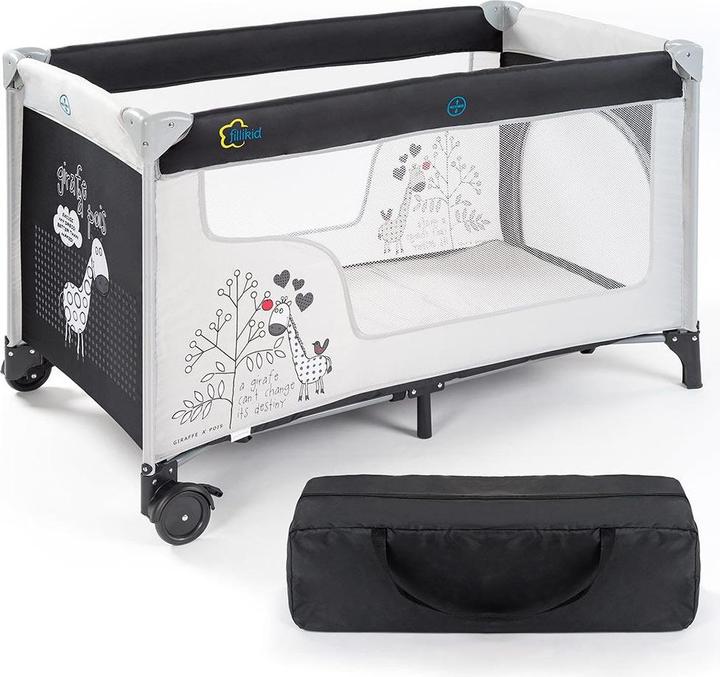 Actual product image Fillikid Travel cots Travel cot Giraffe - Grey Black