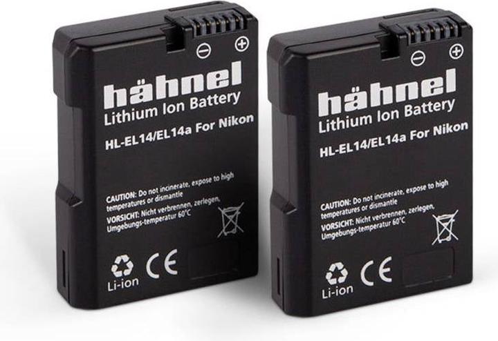 Produktbild Hähnel HL-EL14a, 2er Kamera-Akku ersetzt Original-Akku EN-EL14, EN-EL14a 7.4 V 1050 mAh (Kamera Akku)