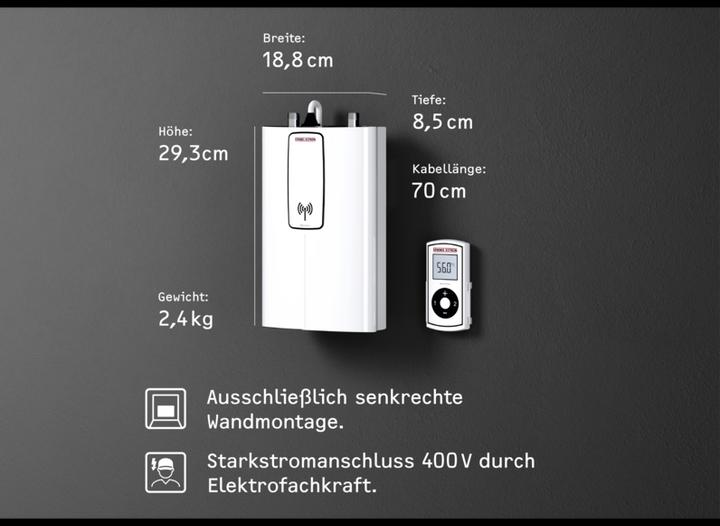 Actual product image Stiebel Eltron DCE 11/13 RC Electronic compact instantaneous water heater with remote control for the kitchen