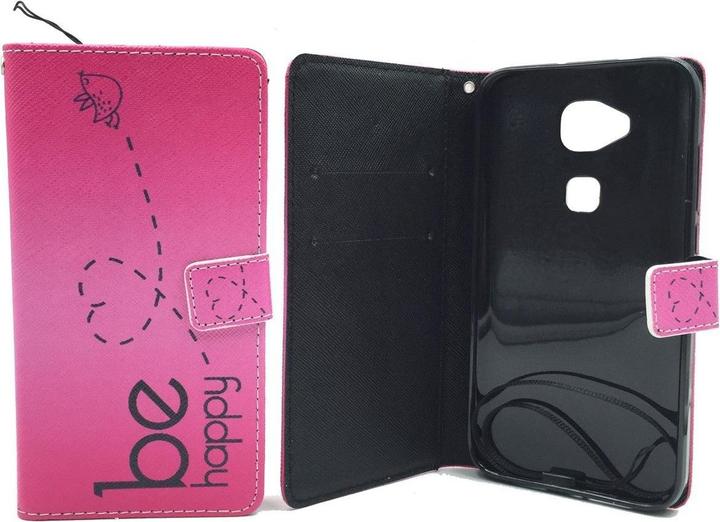 Produktbild König Design Schutz Hülle für Huawei G8 Be Happy Pink Tasche Case Cover + 1 Panzer Schutz Glas Bumper (LG G8)