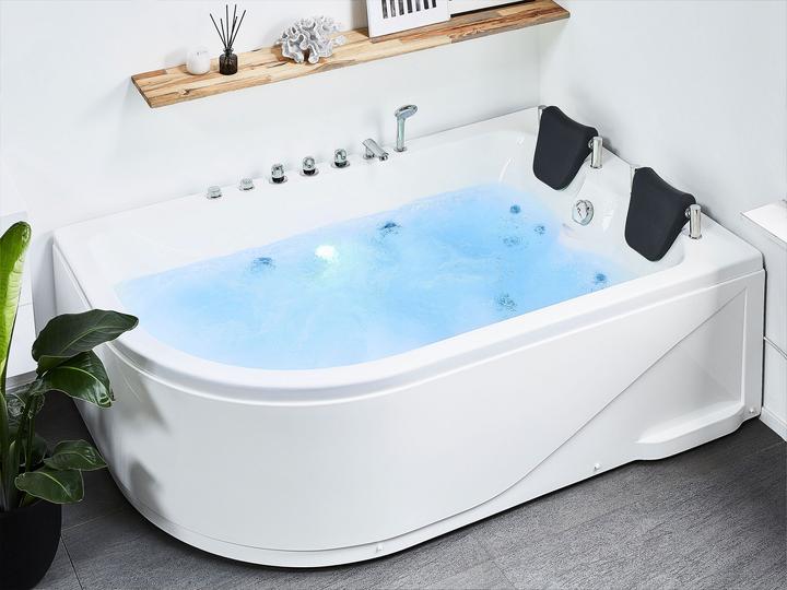 Image du produit Beliani Baignoire à hydromassage blanche modèle d'angle avec LED 180 x 120 cm à gauche CALAMA (437 l, 180 cm, 120 cm)