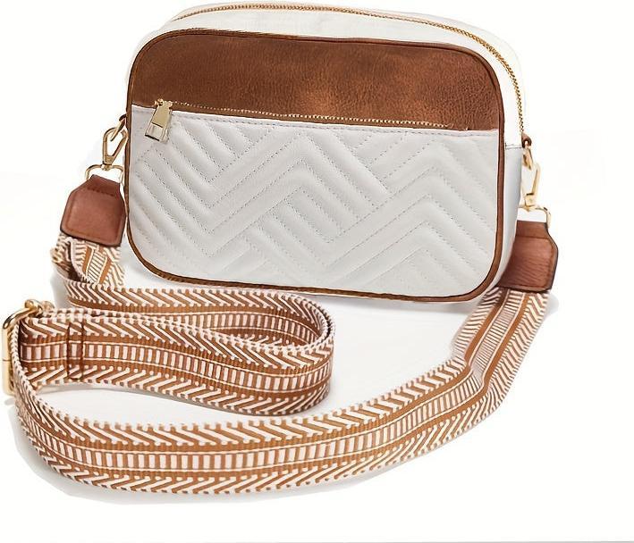 Immagine prodotto Only-Bags.Store Semplice mini borsa a tracolla con cerniera quadrata colorblock, borsa a tracolla con dettaglio