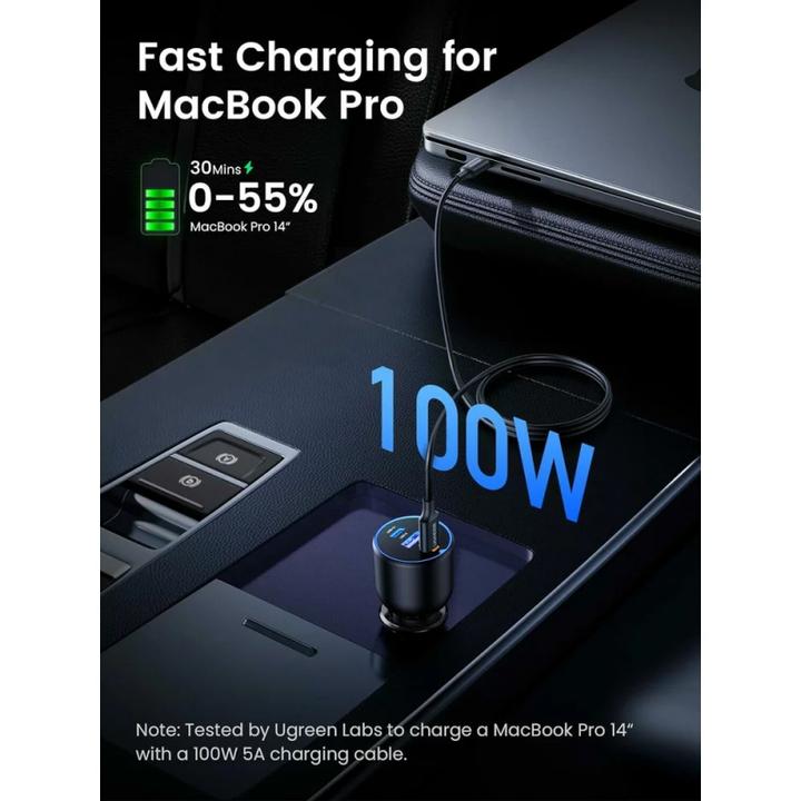 Productafbeelding Ugreen Fast Car Charger 130W 90413 2xUSB-C PD+USB-A