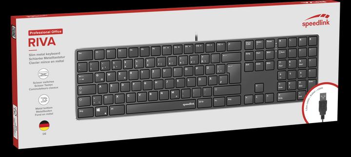 Produktbild Speedlink Tastatur RIVA Slim Metal Scissor, schwarz retail (DE, Kabelgebunden)