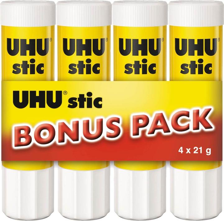 Produktbild UHU Klebestift Sparset, 4 Stück, lösungsmittelfrei, klebestark, recycelbar
