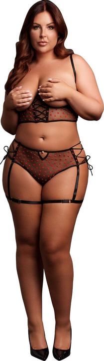 Produktbild Le Désir Two Piece Set with Underwired Open-Cup Bra and Panty with Laced Up Details - Plus Size - Black (Plus Size)