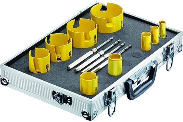 Pro Fit Set di seghe a tazza HM ø 17/21/25/33 /41/51/65/76/83 mm (17 mm, 21 mm, 25 mm, 33 mm, 41 mm, 83 mm, 76 mm, 65 mm, 51 mm)
