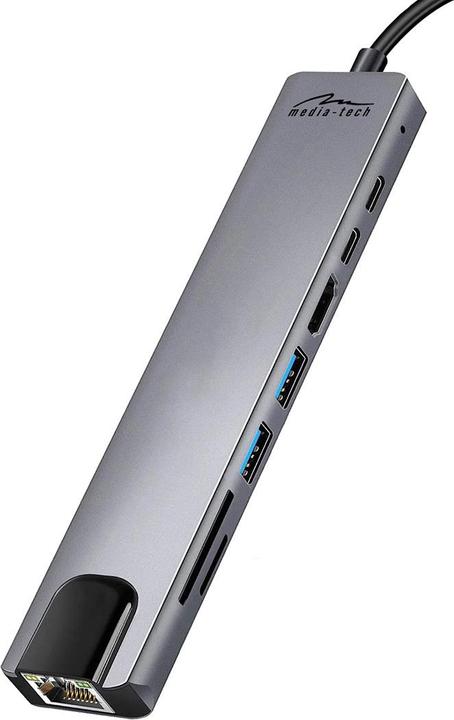 Immagine prodotto Media-Tech HUB USB 8 IN 1 GIGA LAN HUB MT5046 (USB-C, 6 Porti)