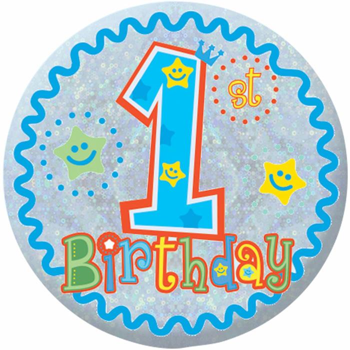 Produktbild Amscan holografisches Design PartyButton 1. Geburtstag Metall