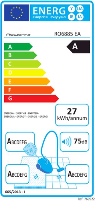 Label énergétique Rowenta X-Trem Power Animal Care RO6885