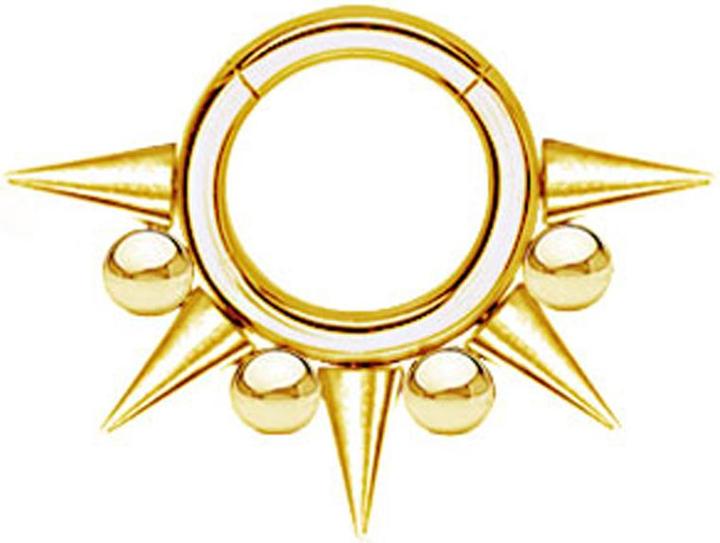 Star Piercing Segmentring klappbar vergoldet Cones und Kugeln (Chirurgenstahl 316L)