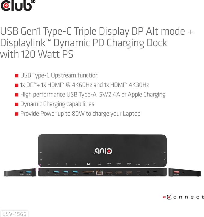 Productafbeelding Club 3D CSV-1566 (USB-C, 4 Havens)