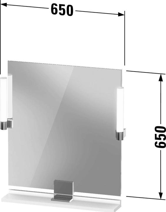 Produktbild Duravit Sivida Spiegel, Diamantschwarz Matt, 650x36x650mm, Aufsatzleuchte, Sensorschalter, Netzansch