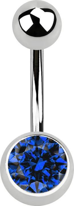 Star Piercing Banane silber mit Kugel und Kugel Kristall dunkelblau (ohne Messing, Chirurgenstahl 316L)