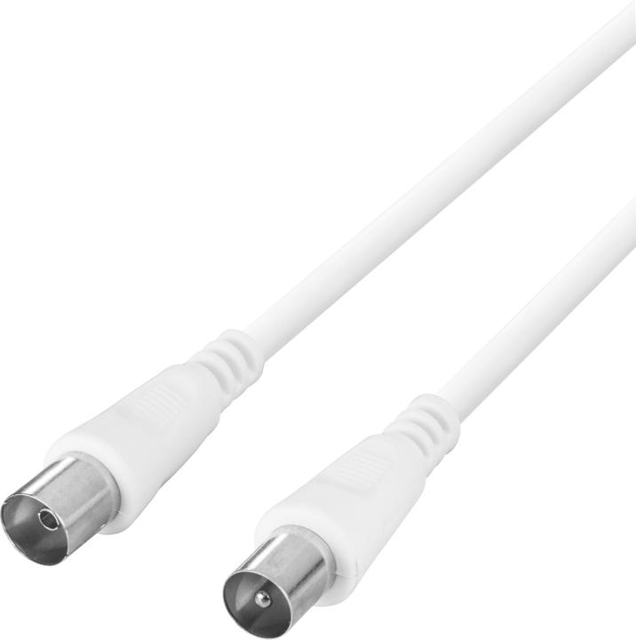 Actual product image Deltaco Antenna cable, 75 Ohm nickel-plated connectors, 3m, white