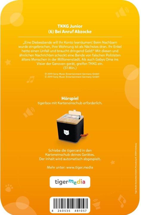 Produktbild Tigermedia Tigercard TKKG Junior Bei Anruf Abzocke (Deutsch)