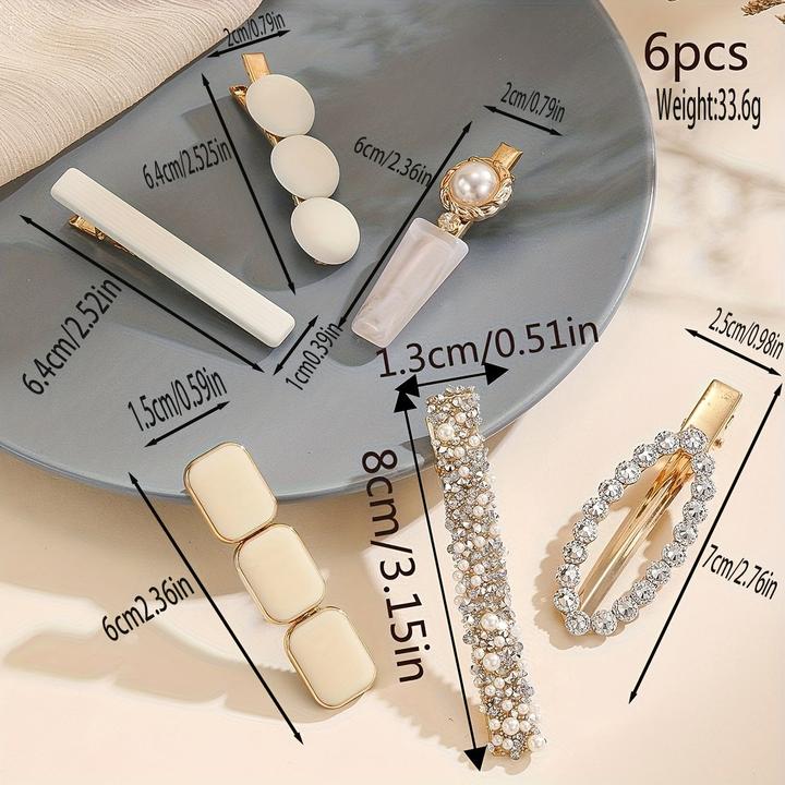Actual product image Activity Board 6 Stück elegantes Haarspangen-Set - Harz & Strass, mattierte & glitzernde Oberflächen in gemischten (6 pcs.)